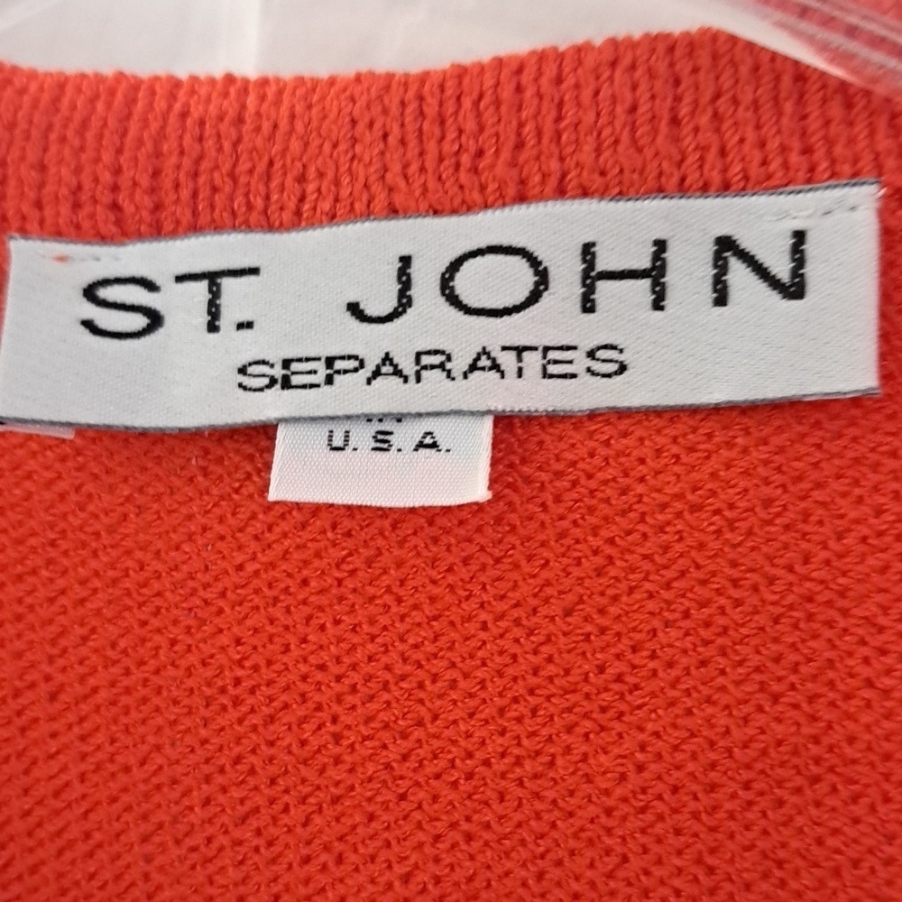 Vintage St. John Separates Vibrant Orange and Cream Knit Skirt Set Sz 2 - Picture 6 of 7